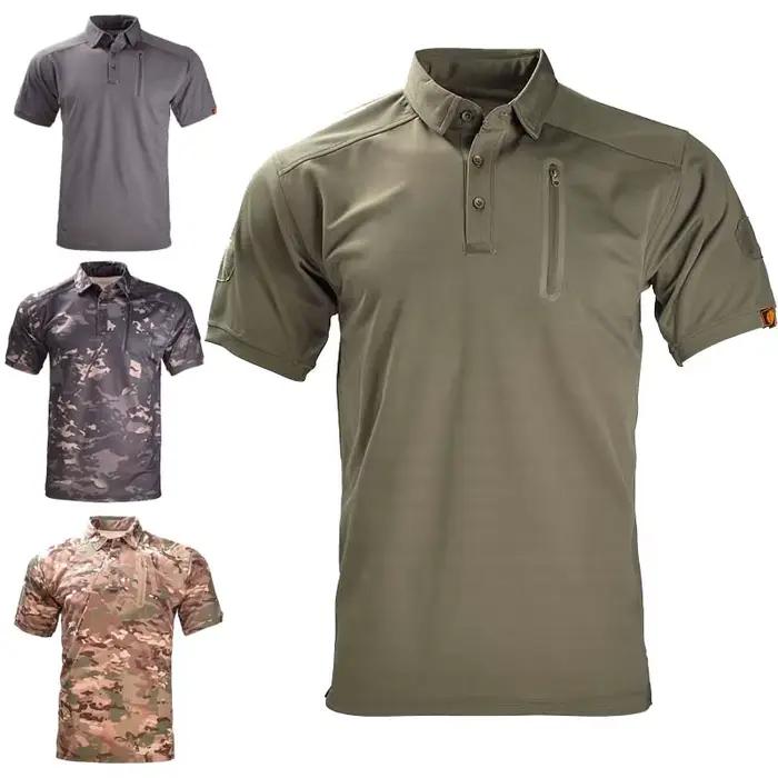 T-shirt camouflage respirant à séchage rapide pour hommes, chemise à manches courtes, camping, rando