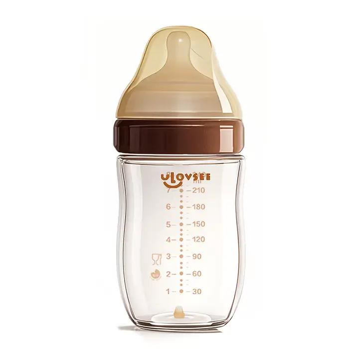 Biberons en verre borosilicate de 4oz,8oz, biberon à col large avec trou/vanne d'équilibre de l'air