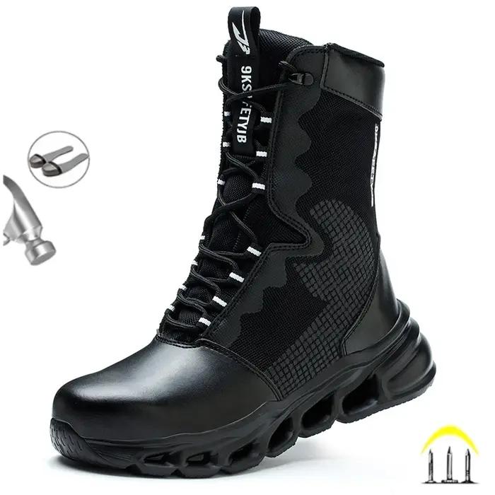 Bottes de sécurité pour hommes, chaussures de sécurité avec embout en acier, bottes militaires de tr
