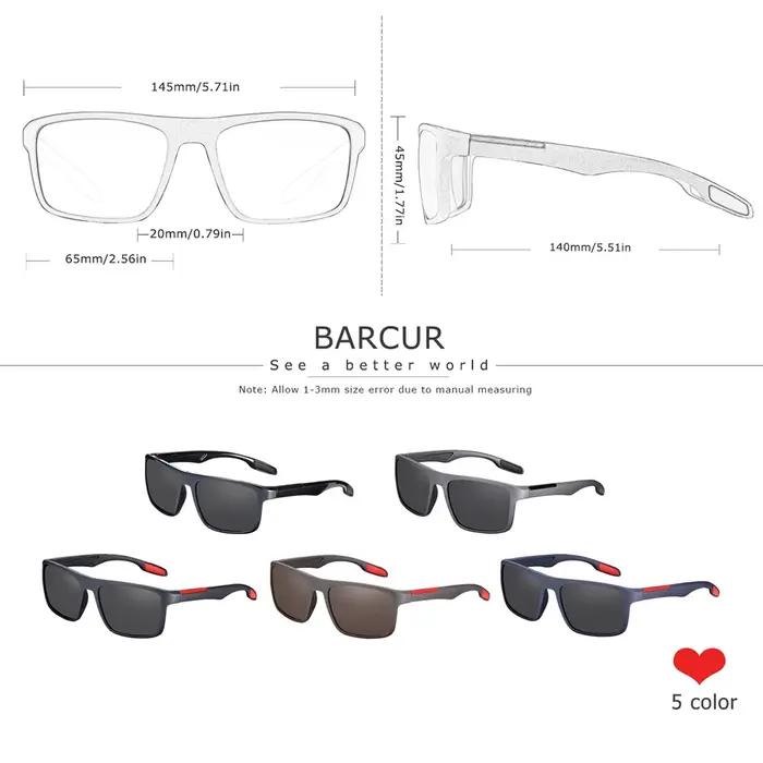 BARCUR marque lunettes de soleil hommes TR90 cadre ultraléger polarisé Vintage lunettes de soleil po