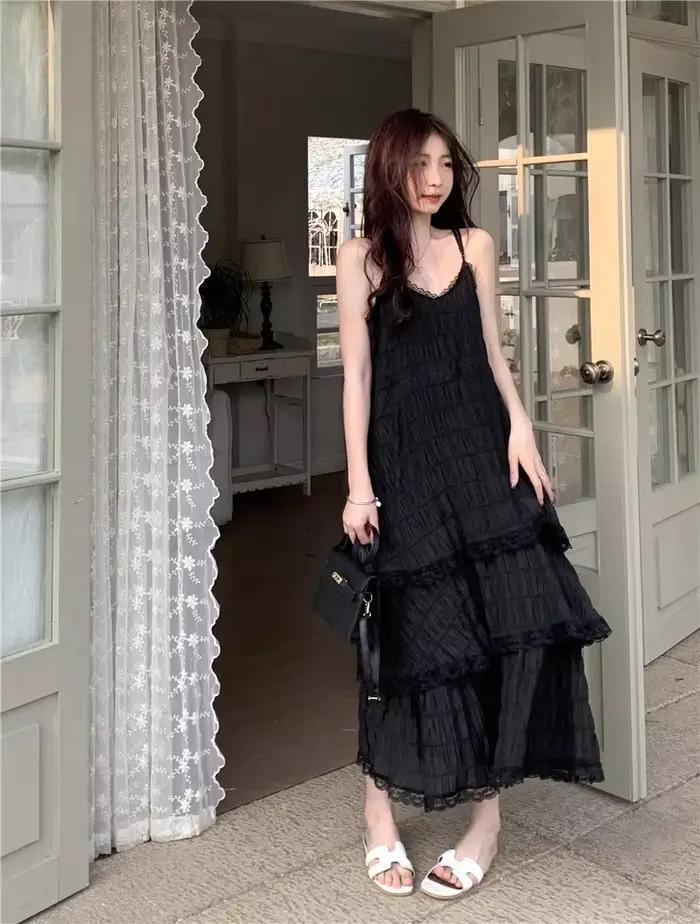 Été Befree longue Vintage décontracté volants élégant Maxi sangle Camis soyeux plage dentelle élégan