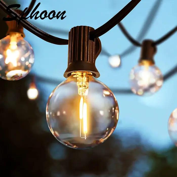Guirlande lumineuse féerique G40 pour l'extérieur, 25 pieds, 50 pieds, ampoules en verre transparent
