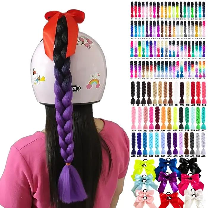 24 pouces haute qualité casque tresses Jumbo perruques tresses cheveux queue de cheval pour moto cyc