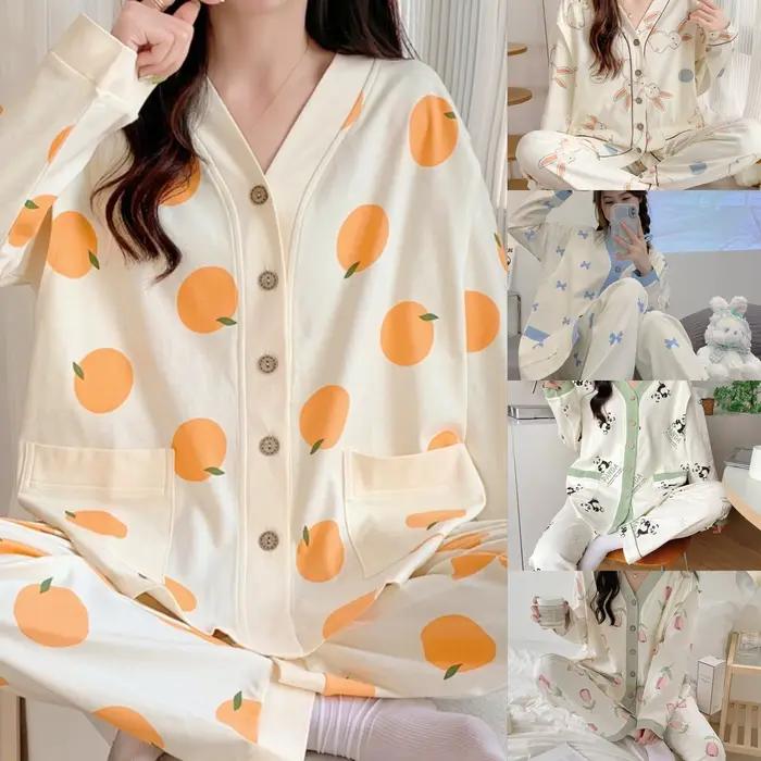 Vêtements mensuels printemps et automne pyjamas de maternité post-partum été Section mince allaiteme