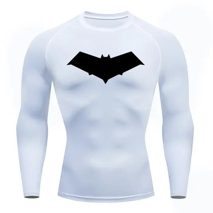 Été décontracté course Compression T-Shirt hommes hauts chauve-souris imprimé séchage rapide Fitness