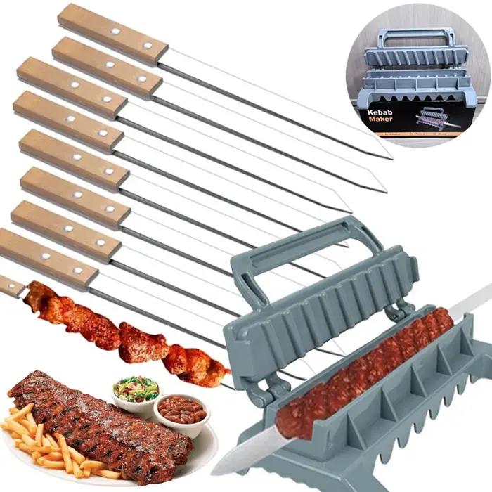Brochettes de Kebab plates en acier inoxydable, 2.3cm, pour Barbecue, rangée de brochettes, fabrican