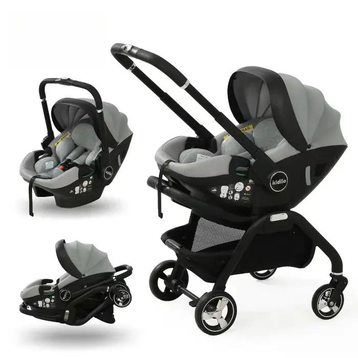 Poussette Portable 3 en 1 pour Bébé, mir de Couchage pour Nouveau-Né, Siège Auto Multifonction pour
