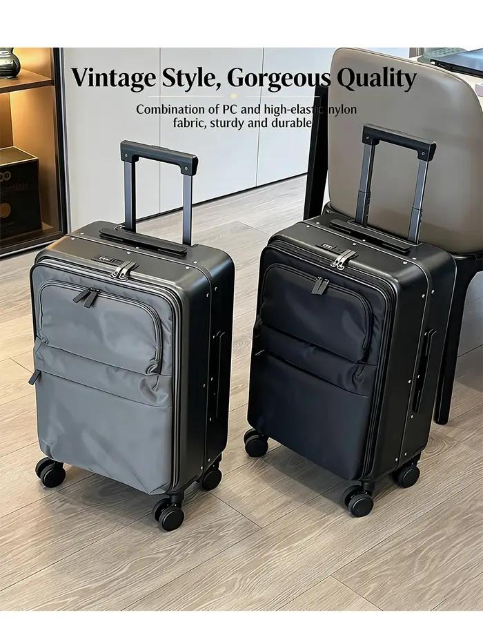 Valise souple à ouverture frontale avec cadre en aluminium et roulettes pivotantes, bagage cabine po