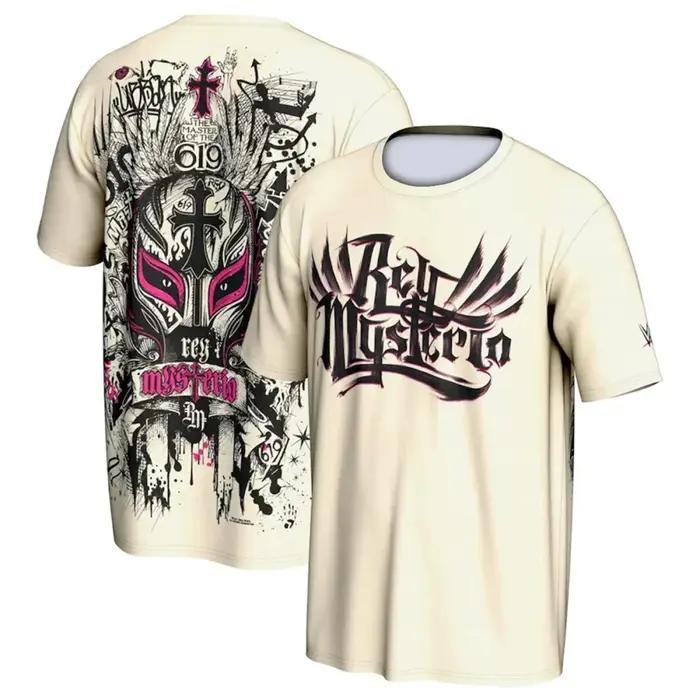 T-shirt d'été pour hommes et enfants, impression 3D, célèbre lutteur Rey Mysterio, col rond, style s