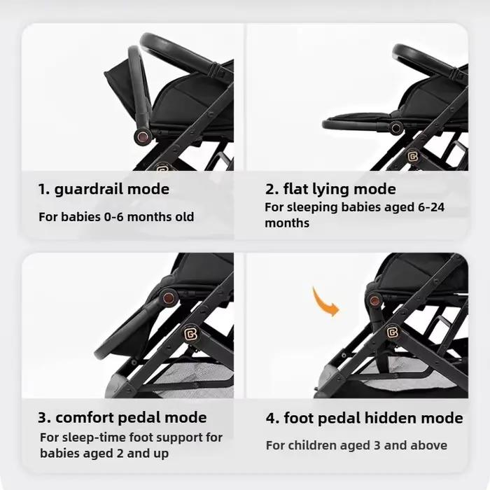 Poussette double détachable pour bébé, légère, haute vue, assise et couchée bidirectionnelle