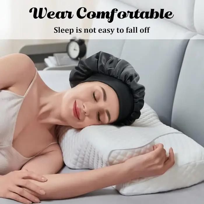 Bonnet en Satin pour femmes, pour dormir, soins capillaires, Bonnets en soie, solide, à larges bords