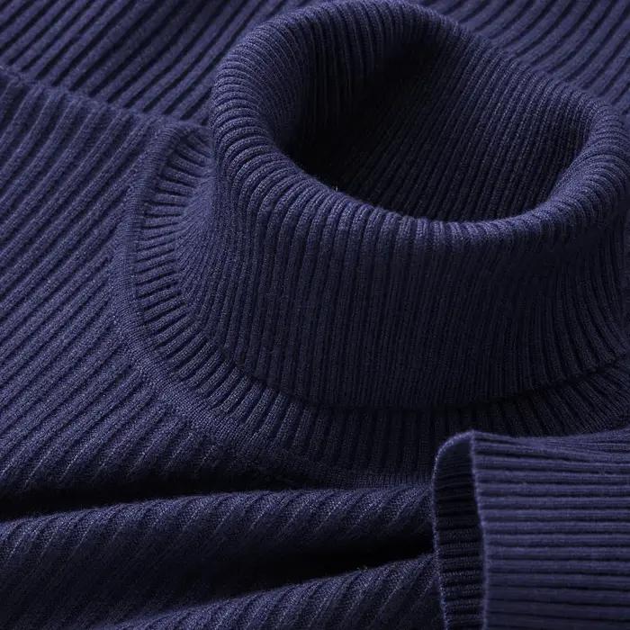Pull à manches longues et col roulé pour homme, tricoté à rayures, lourd, pour l'extérieur, couleur