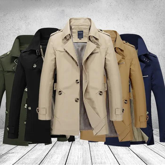 Mode hommes Trench vestes marque décontracté affaires Trench manteau hommes loisirs pardessus mâle s