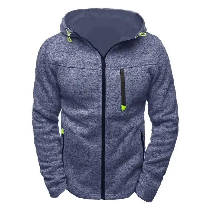 Sweat à capuche pour hommes avec poches latérales à glissière mince laine couleur unie survêtement d