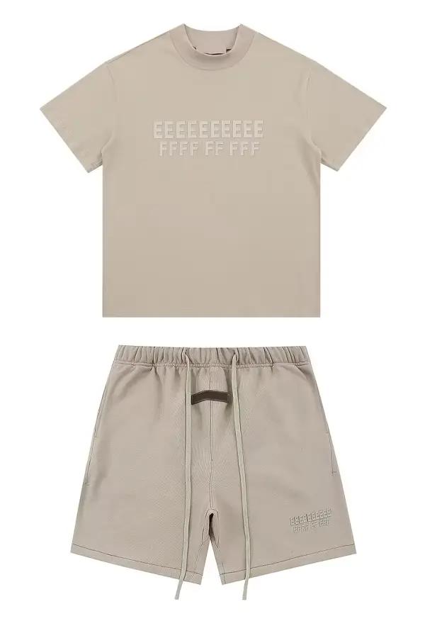 Ensemble classique de t-shirts et shorts d'été de haute qualité avec imprimé lettres double ligne, 1