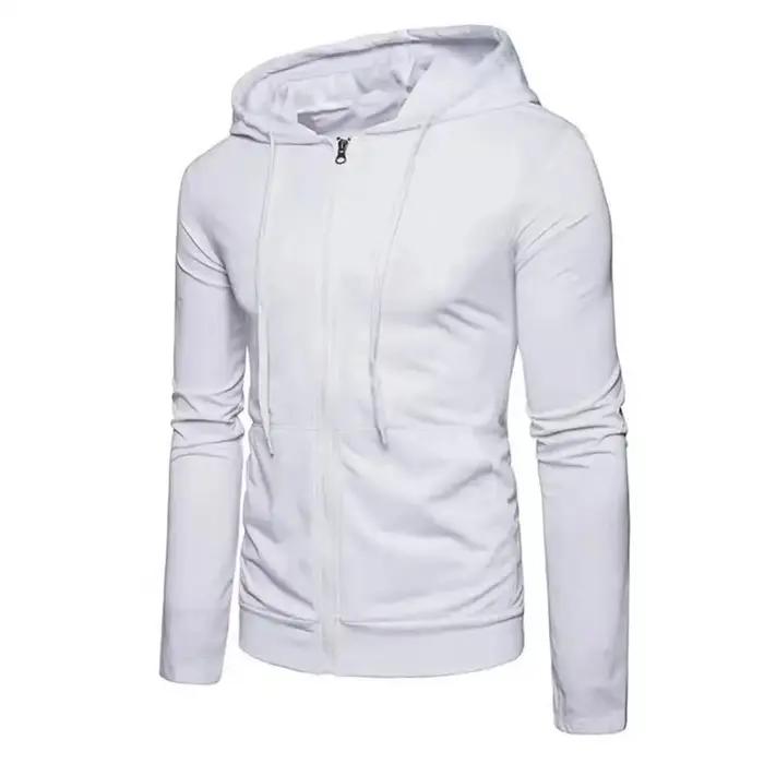 Veste à capuche à manches longues PVD pour hommes, fermeture à glissière, sweat-shirt Slim Fit, vête