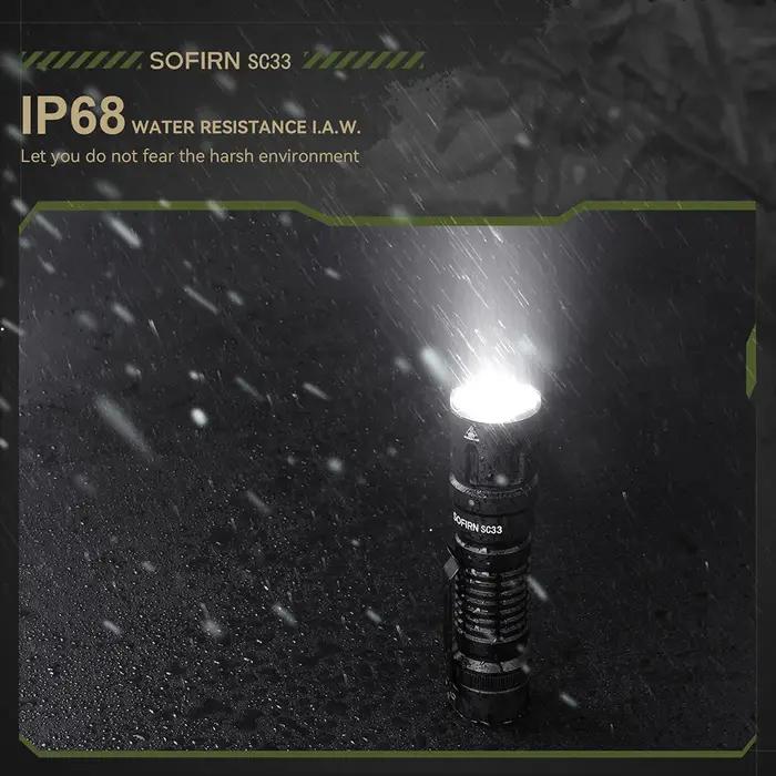 Lampe torche tactique LED SOFIRN SC33 XHP70.3 HI 5200lm puissante, rechargeable par Type C, interrup