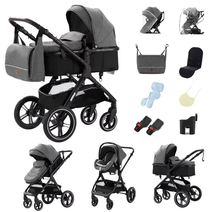 Nouvelle poussette double 3-en-1 2026 avec siège auto, pliable et portable, haute vue, pour nouveau-