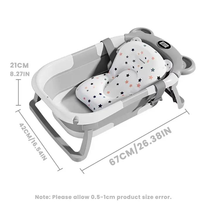 Baignoire de voyage portable, baignoire pliable pour bébé, avec thermomètre et 1 coussin flottant do