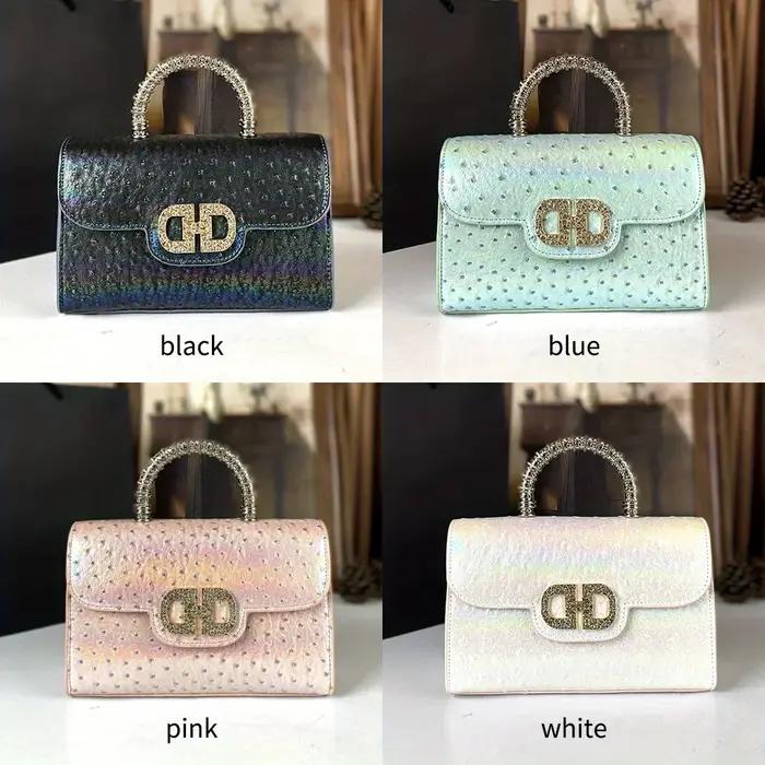 Sac à main à motif d'autruche avancé incrusté de diamants pour femmes, nouveau sac à bandoulière hau