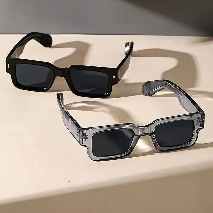 Lunettes de soleil carrées rétro unisexes, 1 pièce, Protection UV classique, monture en plastique, p