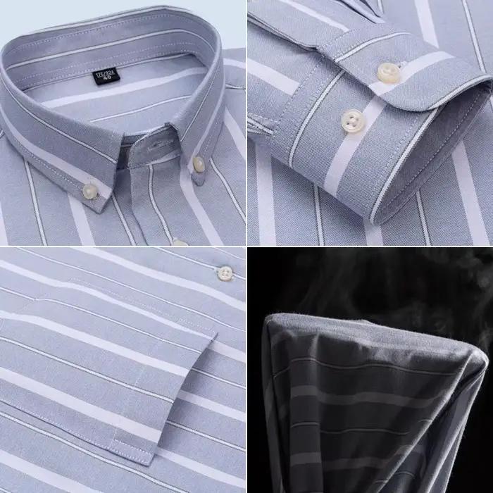 Chemises sociales pour hommes à manches longues 100% pur coton Oxford boutonné Plaid formel mâle vêt