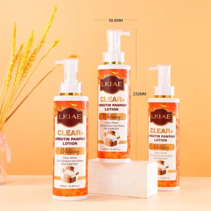 LKIAE Lotion Corporelle Éclaircissante à l'Arbutine et à la Papaye, Crème Hydratante, Améliore les P