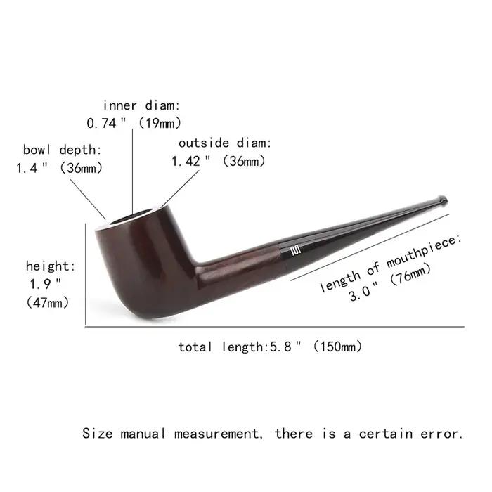 Pipe à tabac classique en bois de bruyère, compatible avec les filtres de 9 mm, tige droite faite à