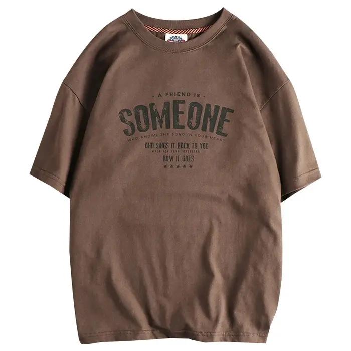 T-shirt à Manches Courtes et Col Rond pour Homme, Style Rétro Américain, Lettres Imprimées, Simple,