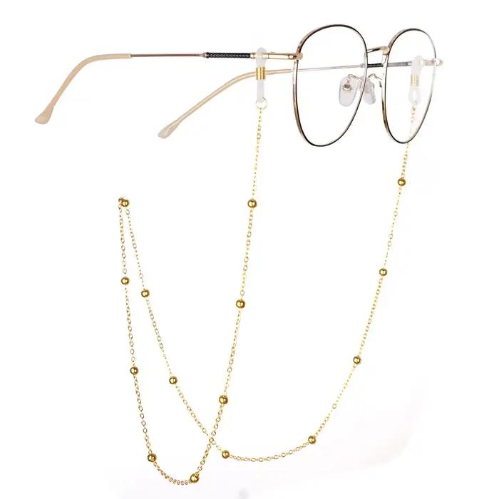 Mode métal hommes femmes chaînes de lunettes lunettes de soleil lecture lunettes perlées chaîne lune