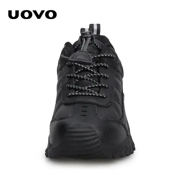 UOVO – chaussures d'école en cuir pour garçons, baskets noires pour enfants, chaussures uniformes fa