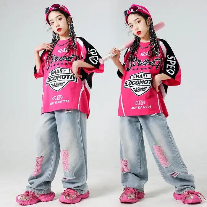 Costume Hip Hop pour filles, tenue de danse de rue, costumes de spectacle sur la piste, pantalons dé