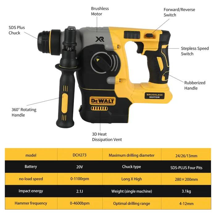 Marteau perforateur rotatif sans fil DEWALT 18V/20V MAX SDS PLUS L, sans balais, outil uniquement