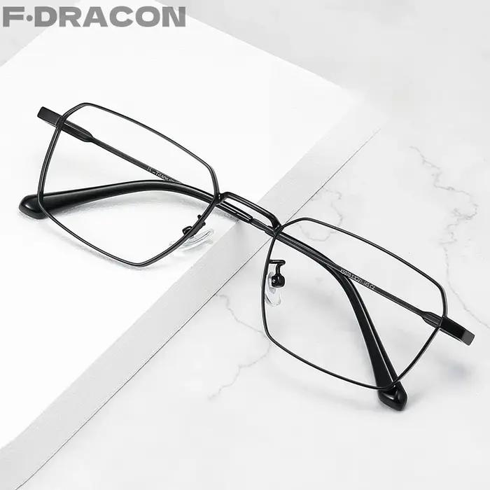 Monture de lunettes en titane pour hommes, grand visage, Ultra légère, polygonale, Prescription opti