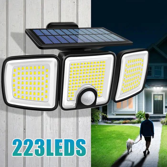 Lumière solaire 3000LM avec double détecteur de mouvement PIR 3 modes d'éclairage 270 ° Lumières d
