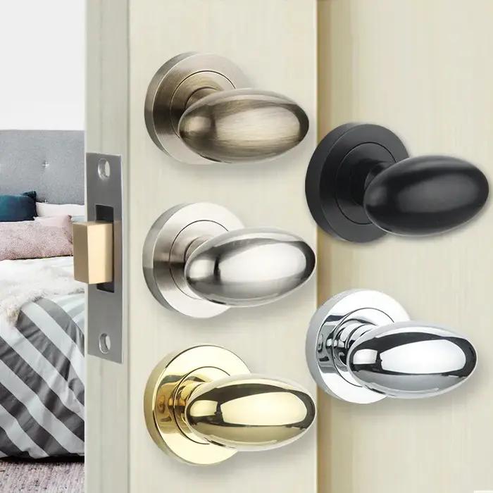 Poignée de porte ovale en forme d'œuf, superbe, sans corps de serrure, en alliage de zinc, 4 couleurs, quincaillerie pour la maison