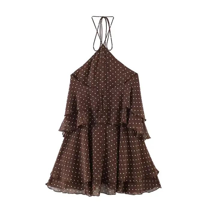Nouvelle Robe d'Été Femme 2026 Tendance Col Cascade Élégante Jeunesse Robes de Soirée Chic à Pois Mi