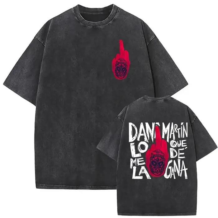 Rappeur Dani Martin Lo Que Me De La Gana Tour 2025 Vintage lavé t-shirts hommes femmes Pop Fans mode vêtements surdimens