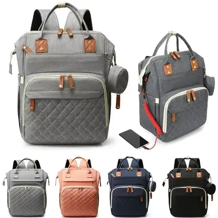 Sac à langer 3 en 1 sac à dos pliable lit bébé sac de voyage imperméable chargeur USB table à langer pour bébé sorties voyages occasions spéciales