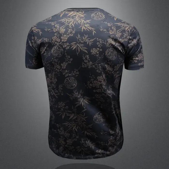 T-shirt d'été en soie glacée à col rond pour homme, manches courtes, décontracté, mode slim, streetw