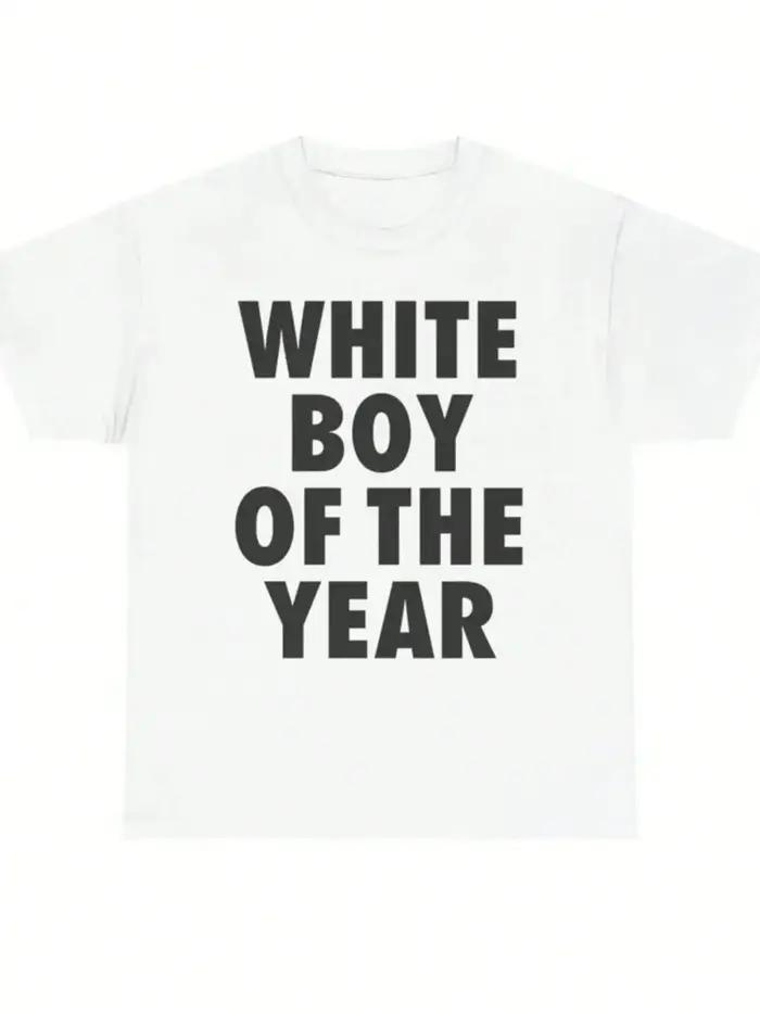 Blanc garçon de l'année t-shirts coton imprimé à manches courtes T-shirt rétro décontracté Streetwea