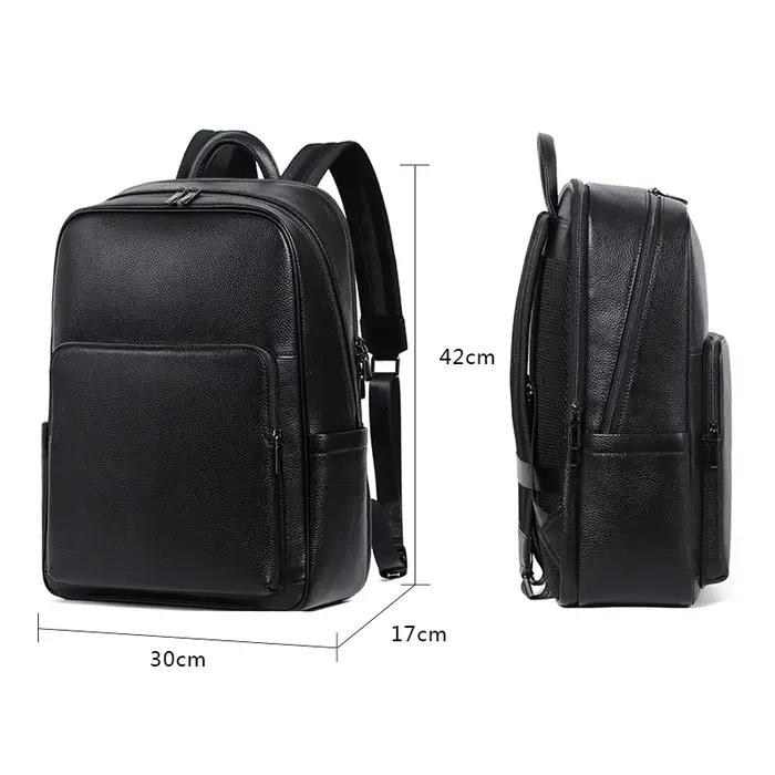 100% vache en cuir véritable hommes sacs à dos mode véritable cuir naturel étudiant sac à dos garçon