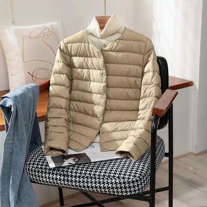 Vestes chaudes en duvet de canard blanc pour femme, manteaux bouffants Ultra légers et pliables, à l