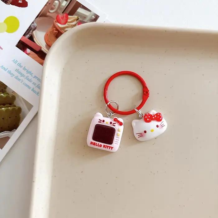 Porte-clés chat rose, pendentif de dessin animé, cœur de fille, décoration de sac de chat mignon, ac