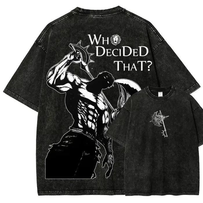 T-shirt imprimé graphique Escanor des sept péchés capitaux, style anime japonais, pour hommes et fem