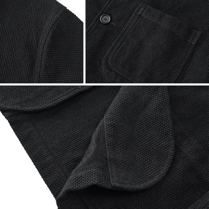 Vintage lourd Kendo veste hommes automne hiver nouveau coton revers multi-poches ample encre teint v