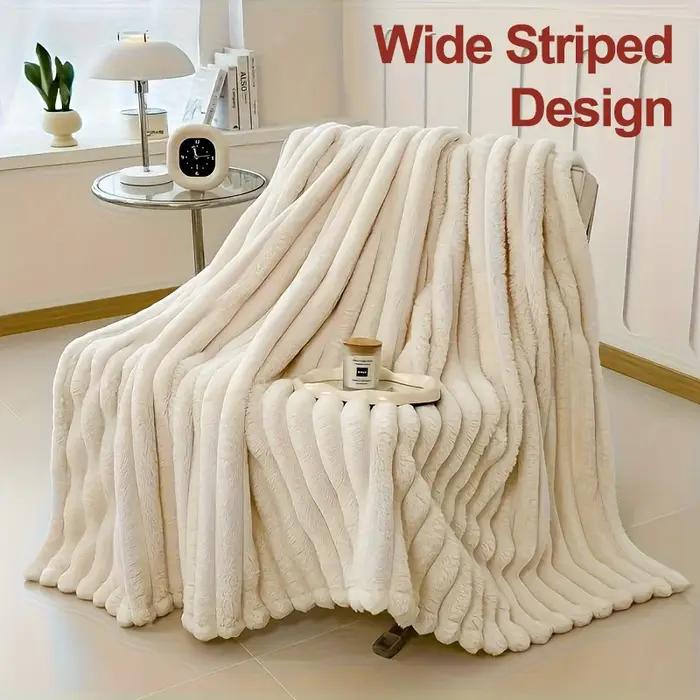 Couverture enfant 150x200cm rayures unies - Drap lit multifonction canapé sieste toutes saisons