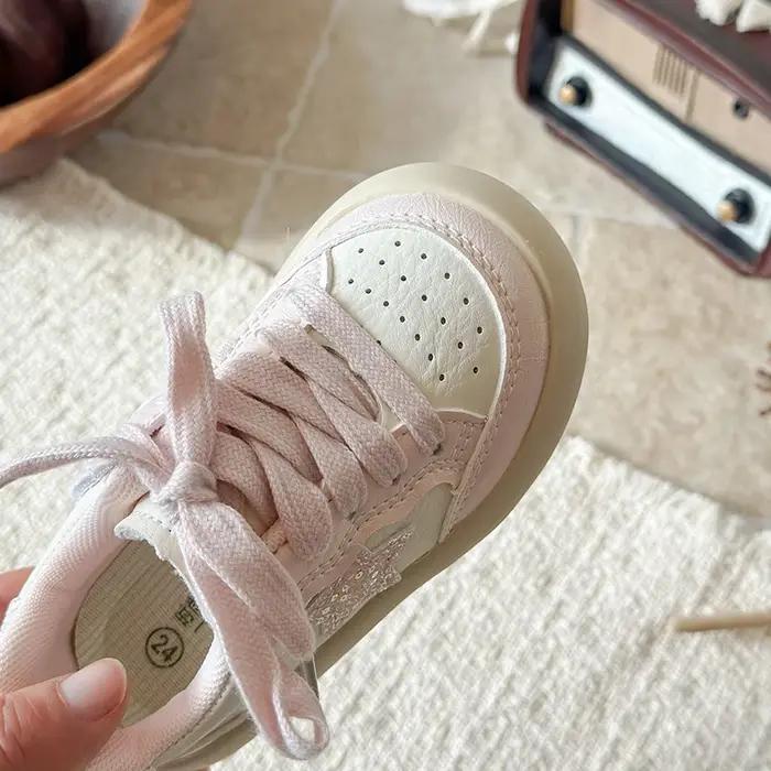 Chaussures Enfant Printemps Automne 2026 KPOP en Cuir Respirant, Baskets Décontractées Antidérapante