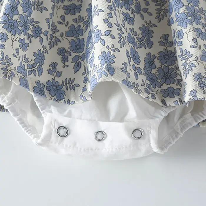 Combinaison coton manches longues nouveau-né fille - Costume batterie chapeau imprimé automne printemps