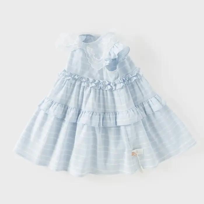Robes en pur coton pour filles Dave Bella, vêtements d'été pour enfants, robe élégante bleue pour en